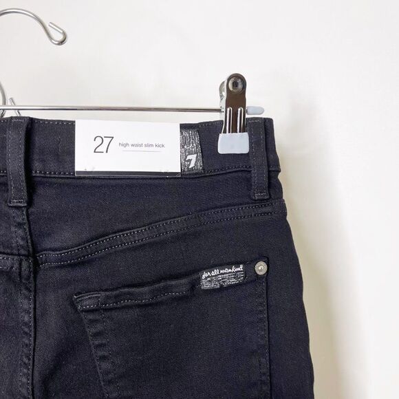 7 FOR ALL MANKIND Black High Waist Slim Kick Jeans  - Picture 7 of 9